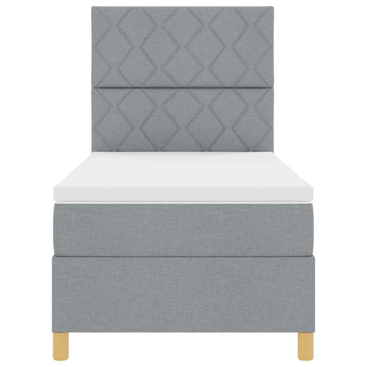 Box spring seng med hovedgærde Lysegrå 90 x 200 cm Stof