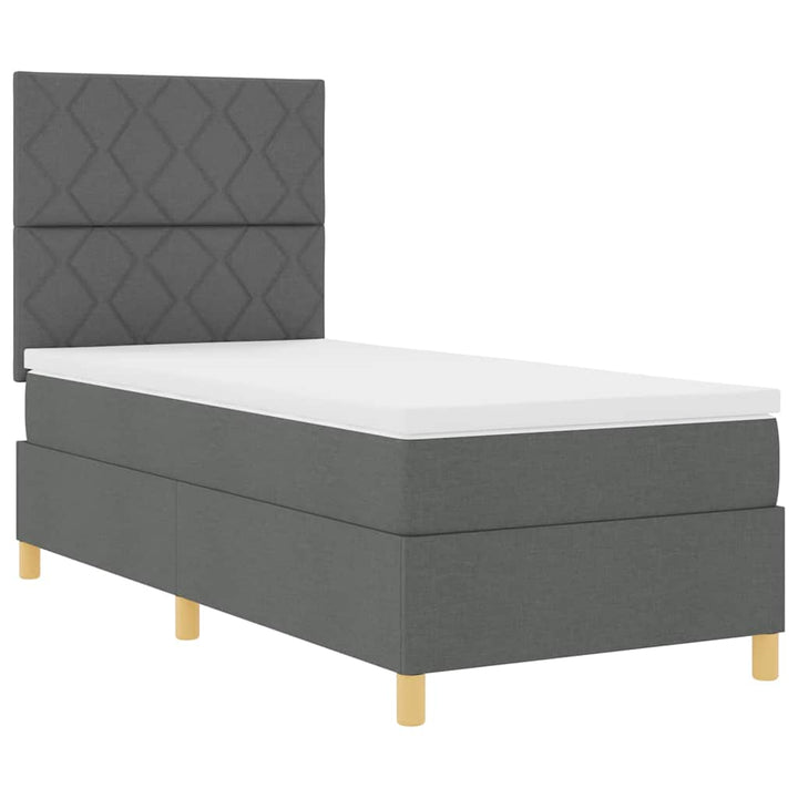 Box spring seng med hovedgærde Mørkegrå 90 x 200 cm Stof