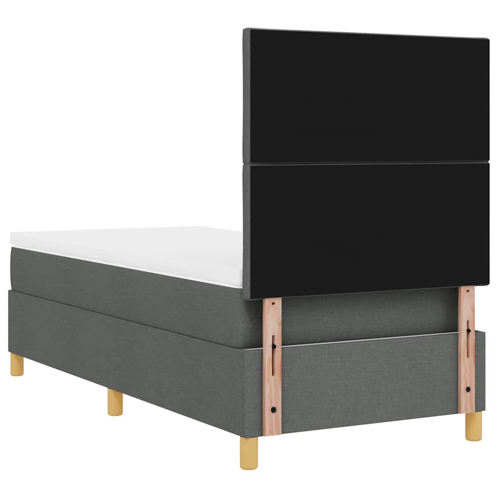 Box spring seng med hovedgærde Mørkegrå 90 x 200 cm Stof