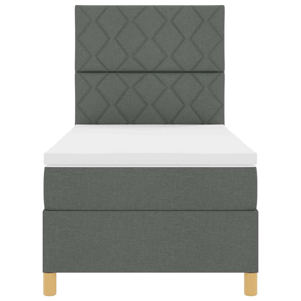 Box spring seng med hovedgærde Mørkegrå 90 x 200 cm Stof