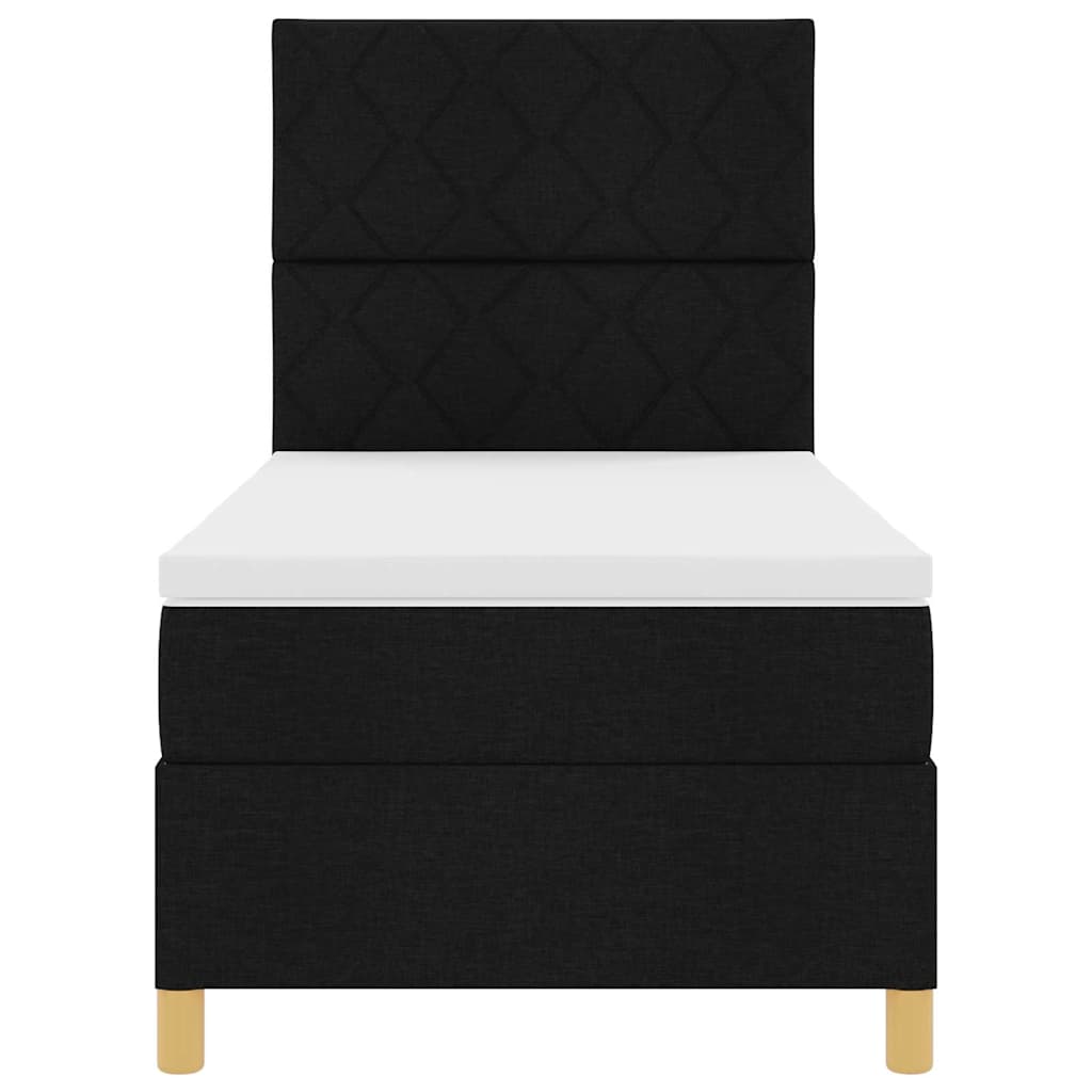 Box spring seng med hovedgærde Sort 90 x 200 cm Stof