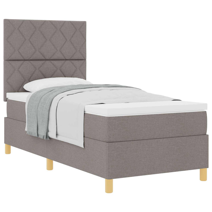 Box spring seng med hovedgærde Gråbrun 90 x 200 cm Stof