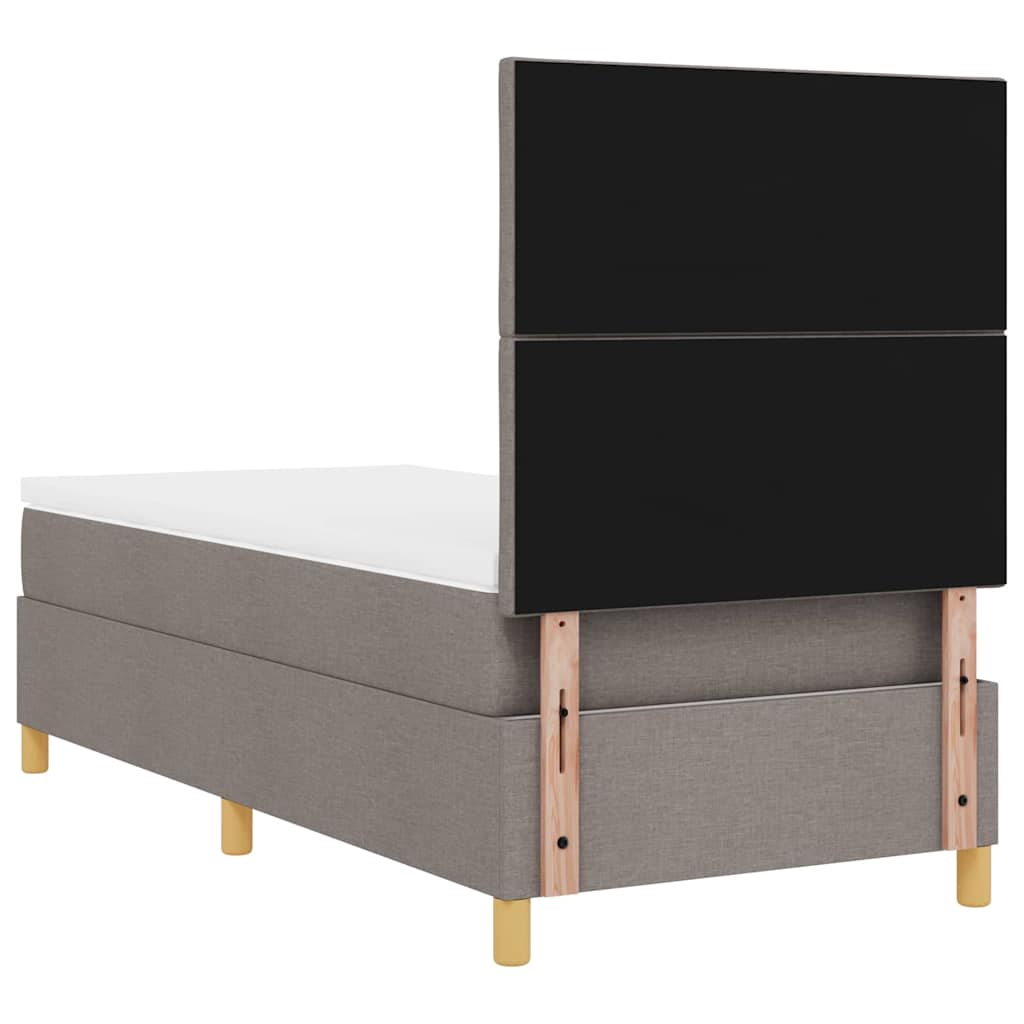 Box spring seng med hovedgærde Gråbrun 90 x 200 cm Stof