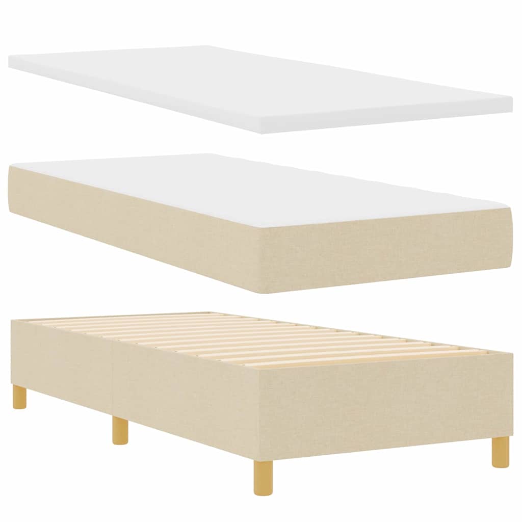 Box spring seng med hovedgærde Creme 90 x 200 cm Stof