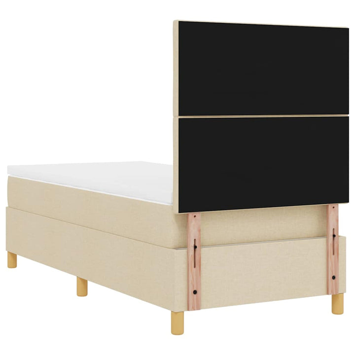 Box spring seng med hovedgærde Creme 90 x 200 cm Stof