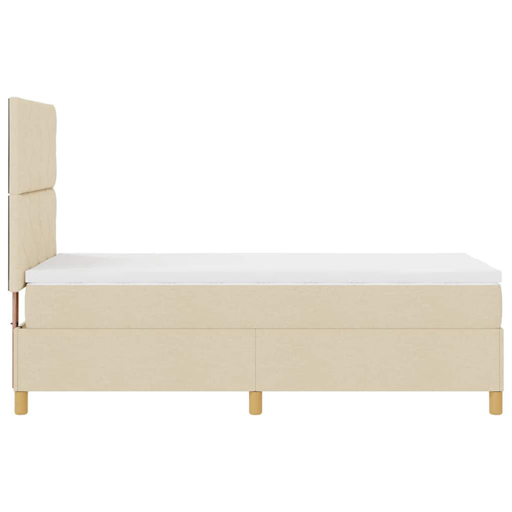 Box spring seng med hovedgærde Creme 90 x 200 cm Stof