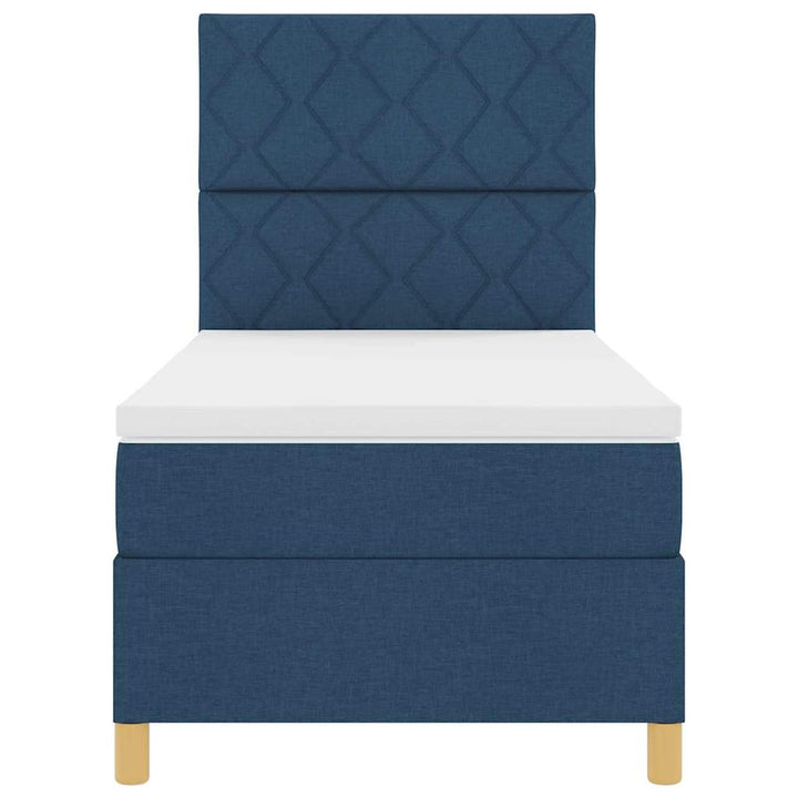 Box spring seng med madras med hovedgærde Blå 90 x 200 cm Stof
