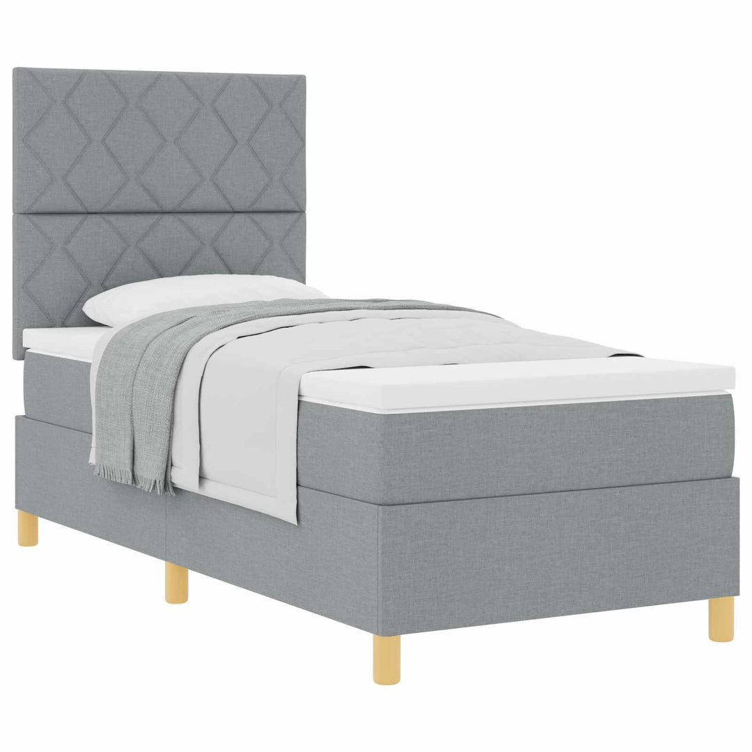 Box spring seng med madras Lysegrå 100 x 200 cm Stof