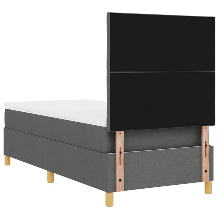Box spring seng med hovedgærde Mørkegrå 100 x 200 cm Stof