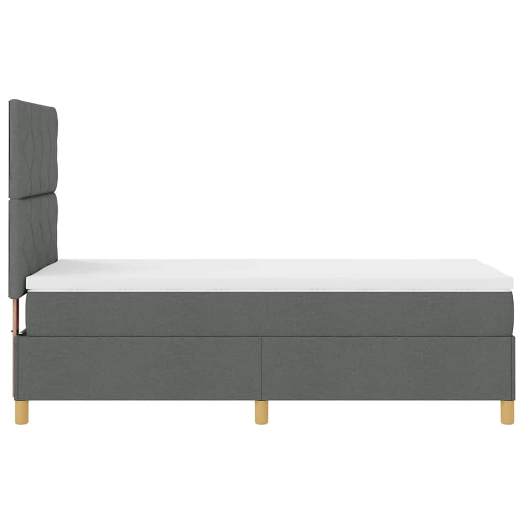 Box spring seng med hovedgærde Mørkegrå 100 x 200 cm Stof