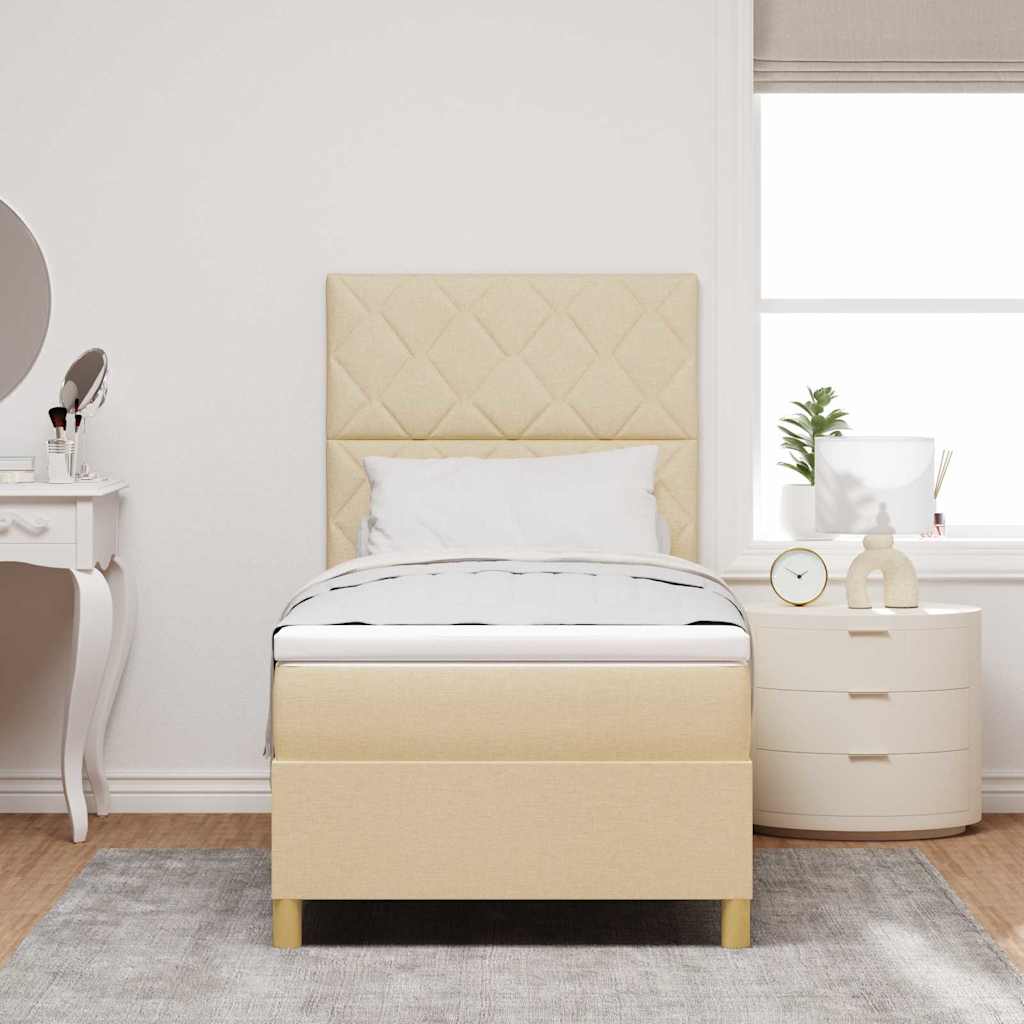 Box spring seng med madras Creme 100 x 200 cm Stof