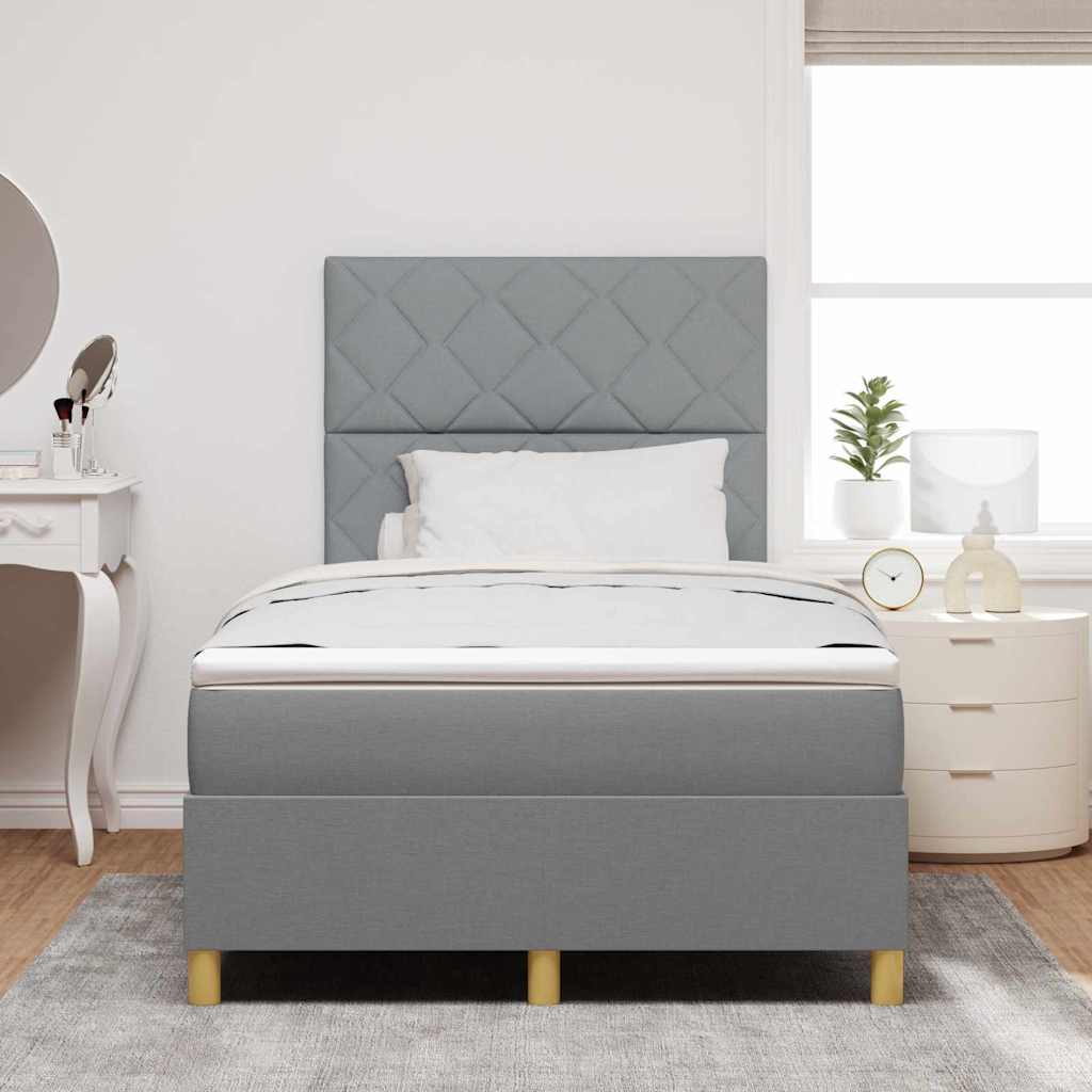 Box spring seng med madras Lysegrå 120 x 200 cm Stof