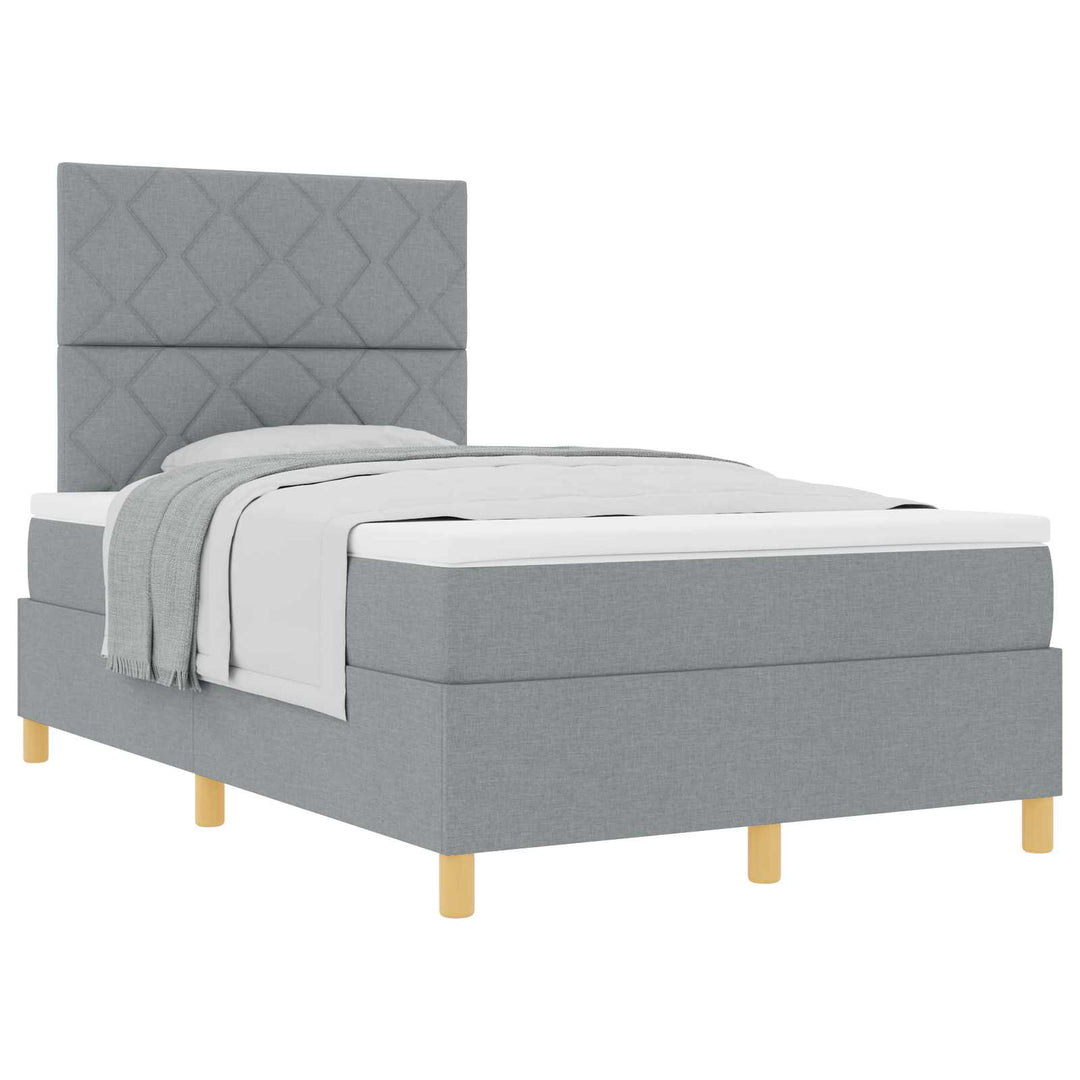 Box spring seng med madras Lysegrå 120 x 200 cm Stof