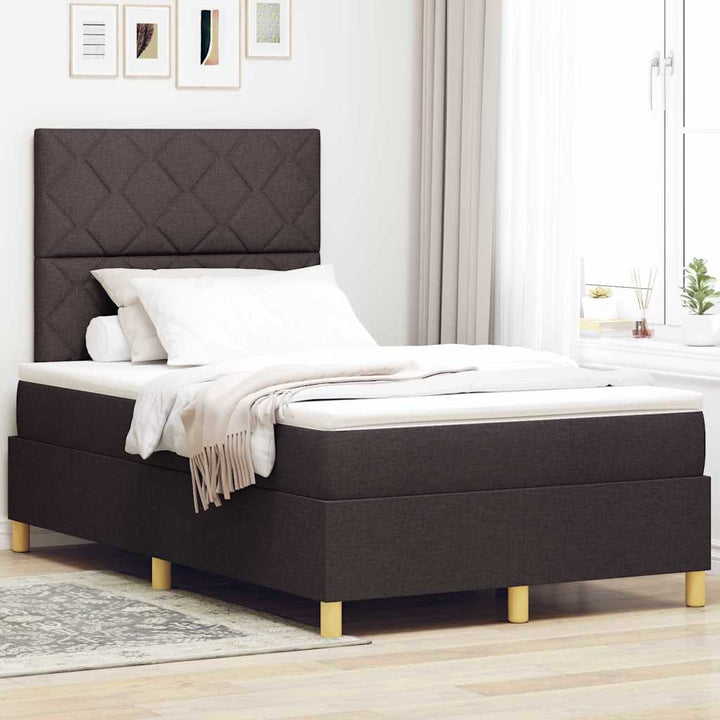 Box spring seng med madras Mørk Brun 120 x 200 cm Stof