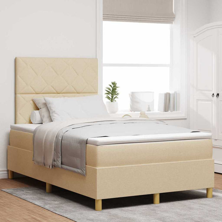 Box spring seng med madras Creme 120 x 200 cm Stof