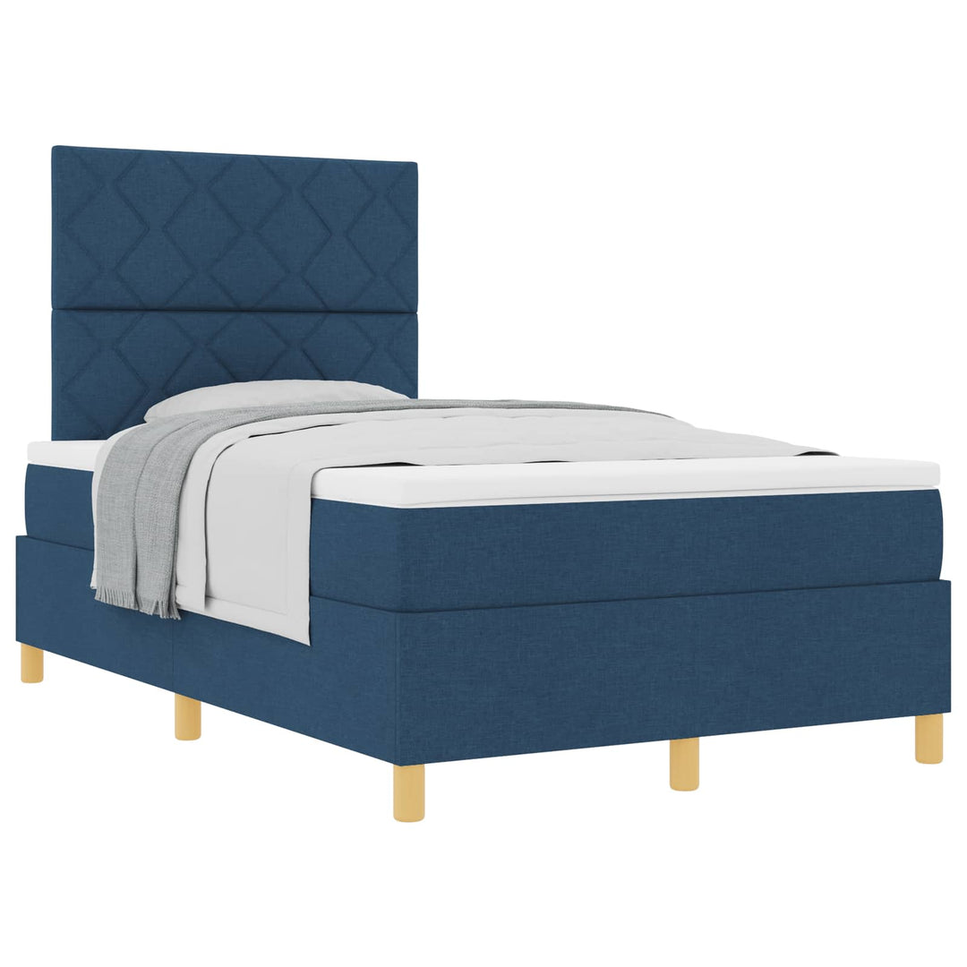 Box spring seng med madras med hovedgærde Blå 120 x 200 cm Stof