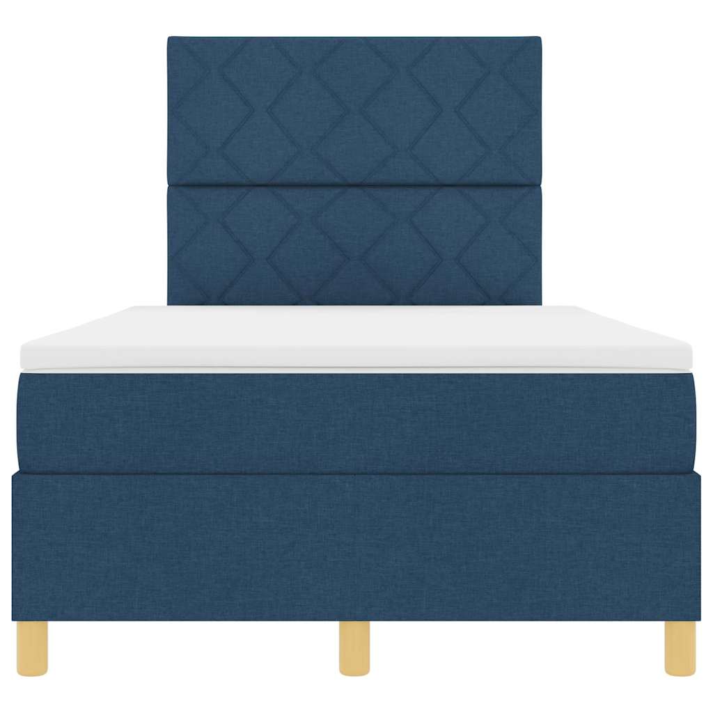 Box spring seng med madras med hovedgærde Blå 120 x 200 cm Stof