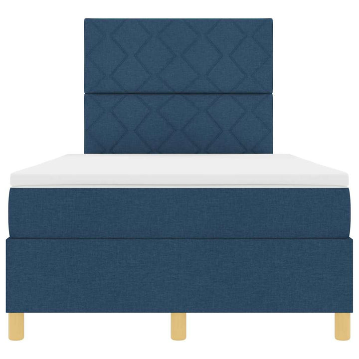 Box spring seng med madras med hovedgærde Blå 120 x 200 cm Stof