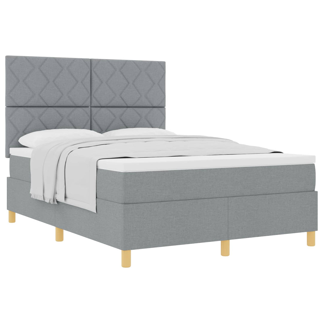 Box spring seng med hovedgærde Lysegrå 140 x 190 cm Stof