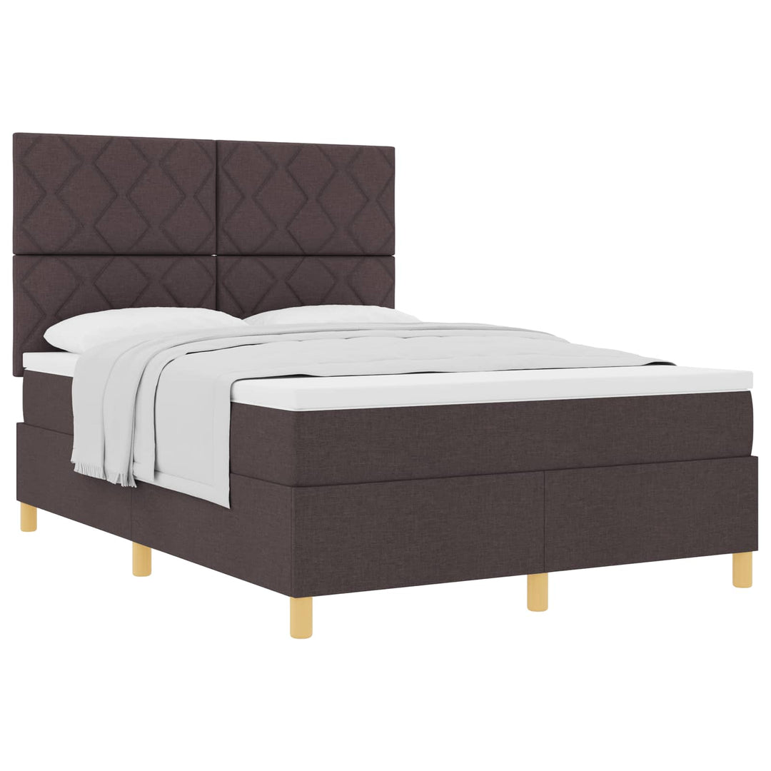 Box spring seng med hovedgærde Mørk Brun 140 x 190 cm Stof