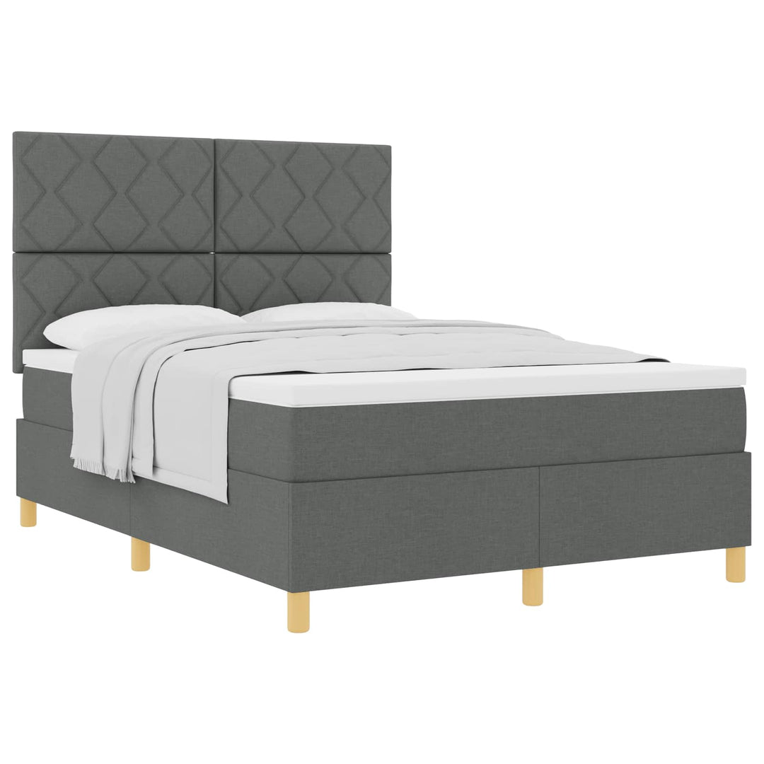 Box spring seng med hovedgærde Mørkegrå 140 x 200 cm Stof