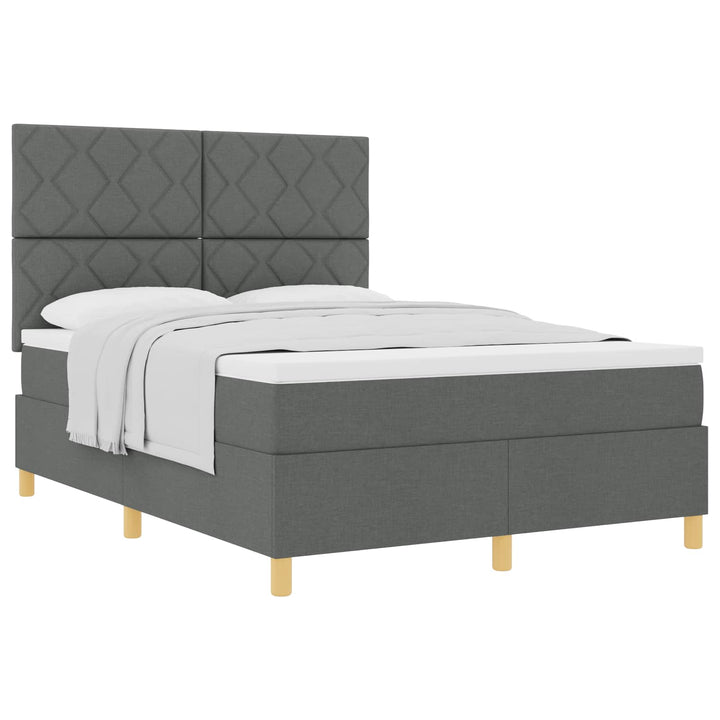 Box spring seng med hovedgærde Mørkegrå 140 x 200 cm Stof