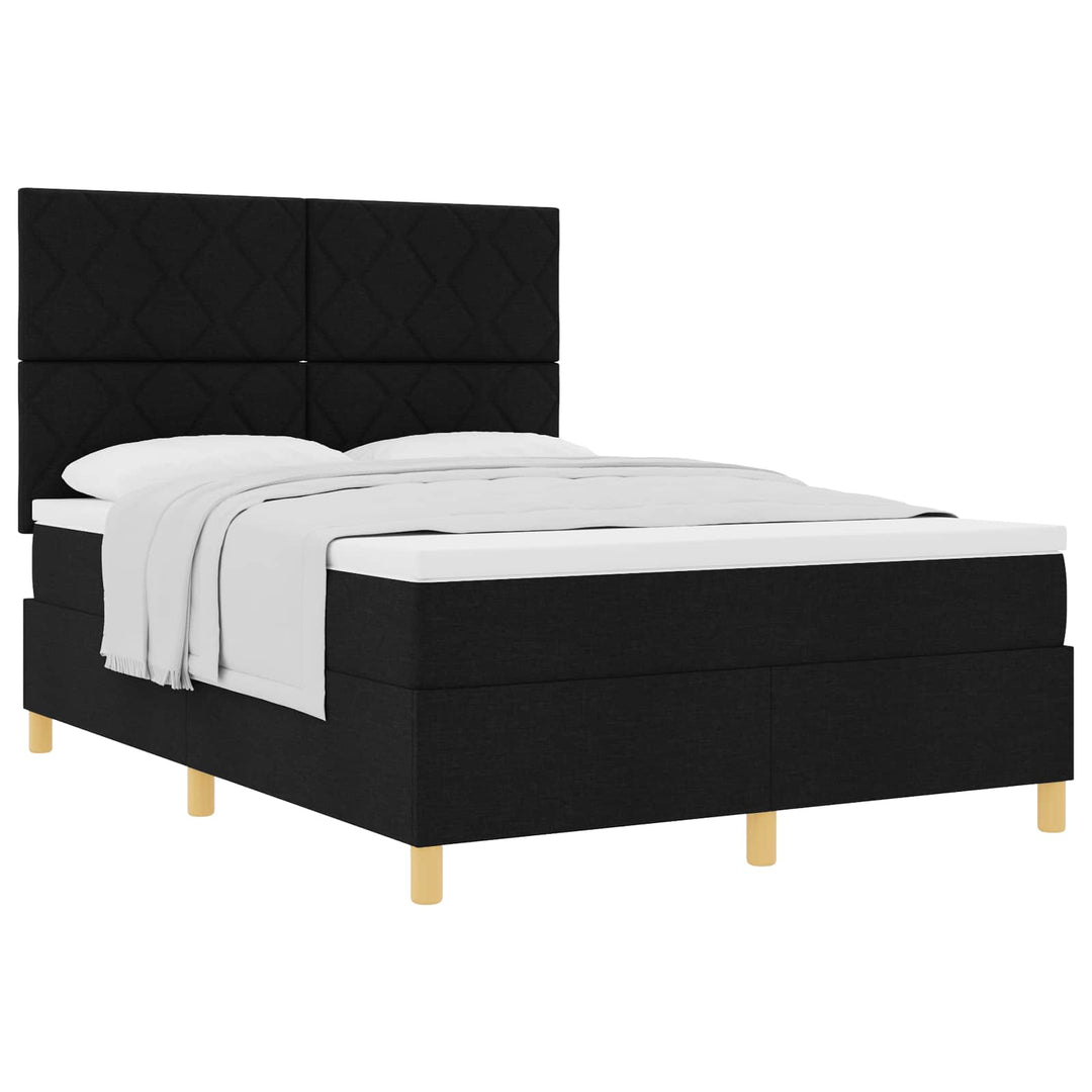 Box spring seng med hovedgærde Sort 140 x 200 cm Stof