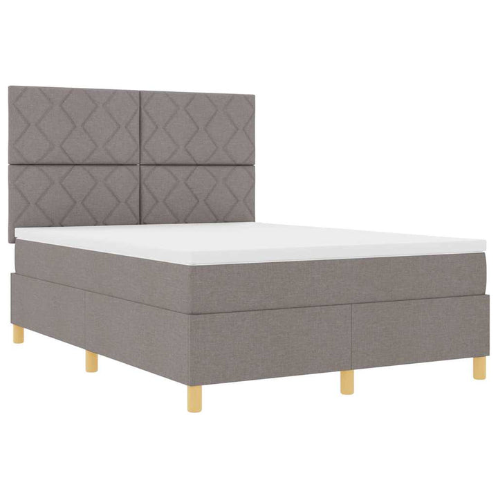 Box spring seng med hovedgærde Gråbrun 140 x 200 cm Stof