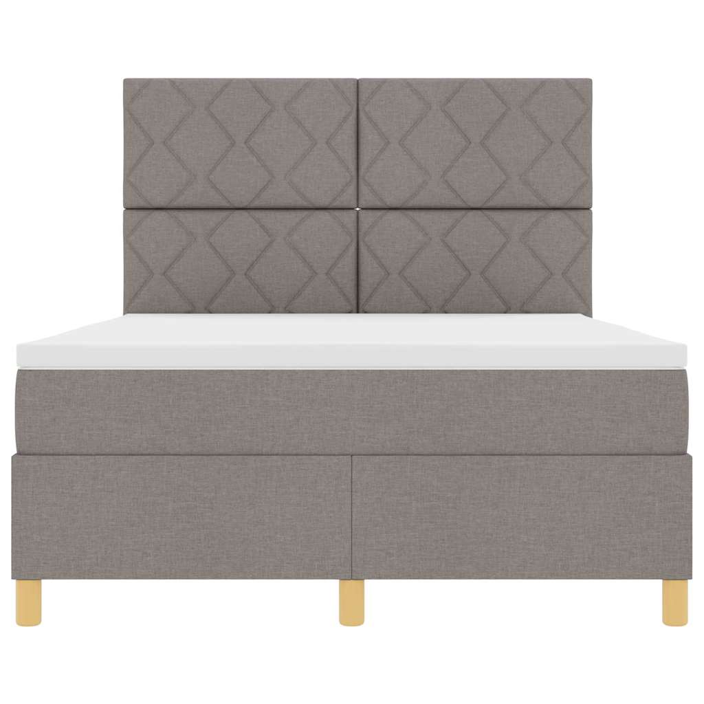 Box spring seng med hovedgærde Gråbrun 140 x 200 cm Stof
