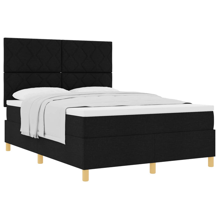 Box spring seng med hovedgærde Sort 160 x 200 cm Stof