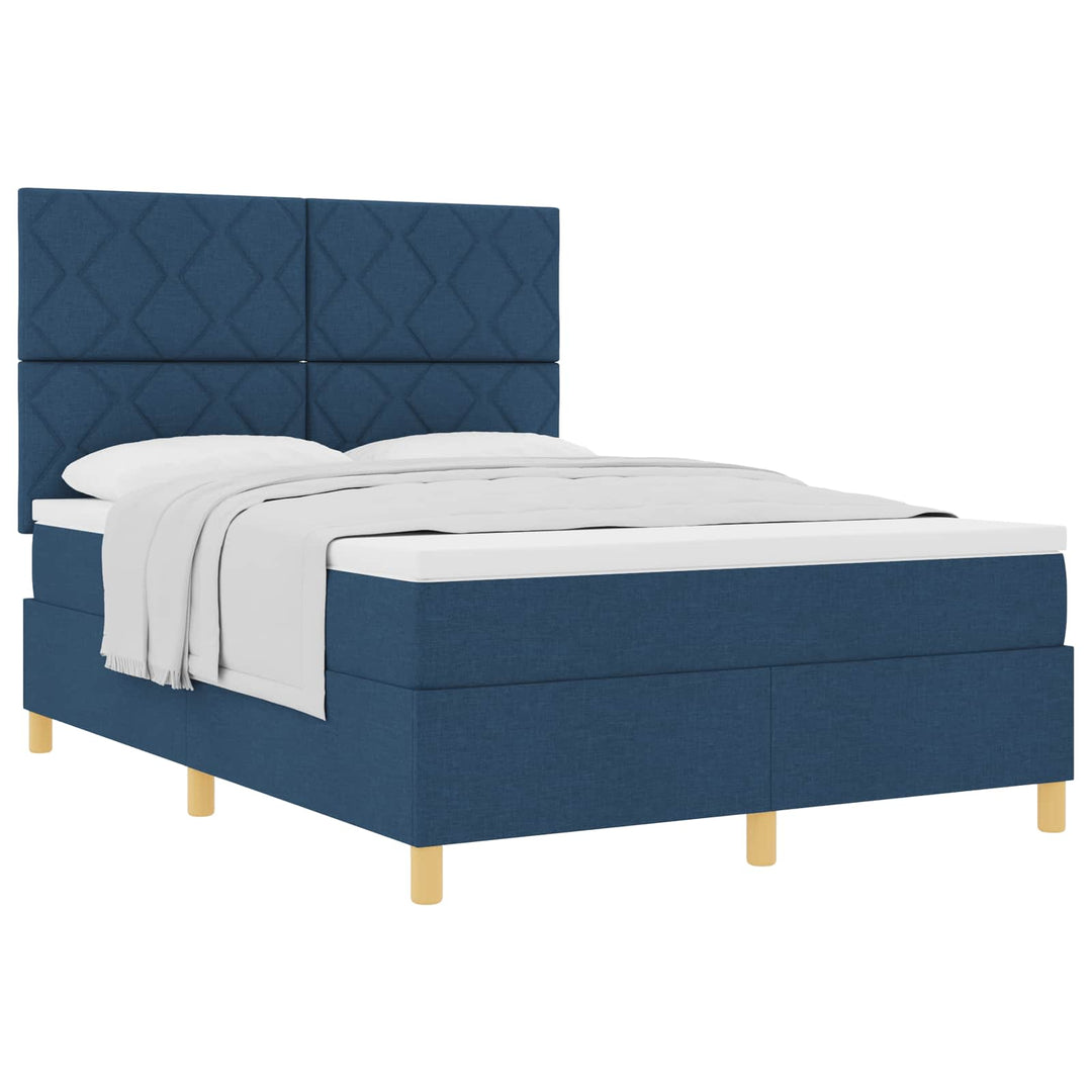 Box spring seng med madras med hovedgærde Blå 160 x 200 cm Stof