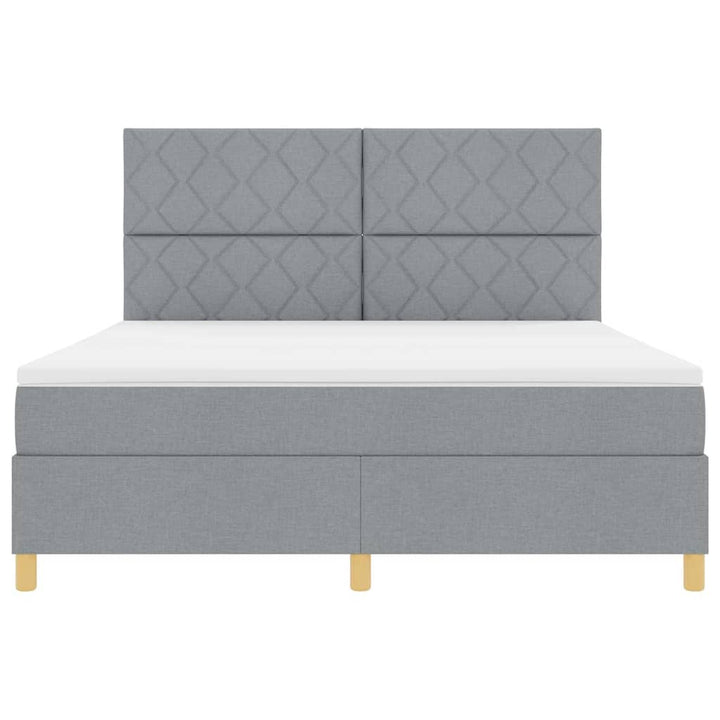Box spring seng med hovedgærde Lysegrå 180 x 200 cm Stof