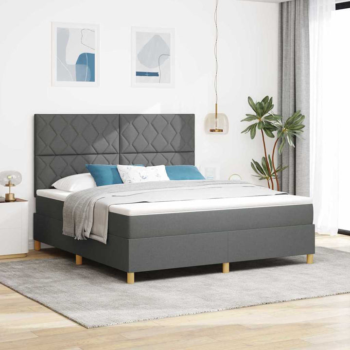 Box spring seng med hovedgærde Mørkegrå 180 x 200 cm Stof