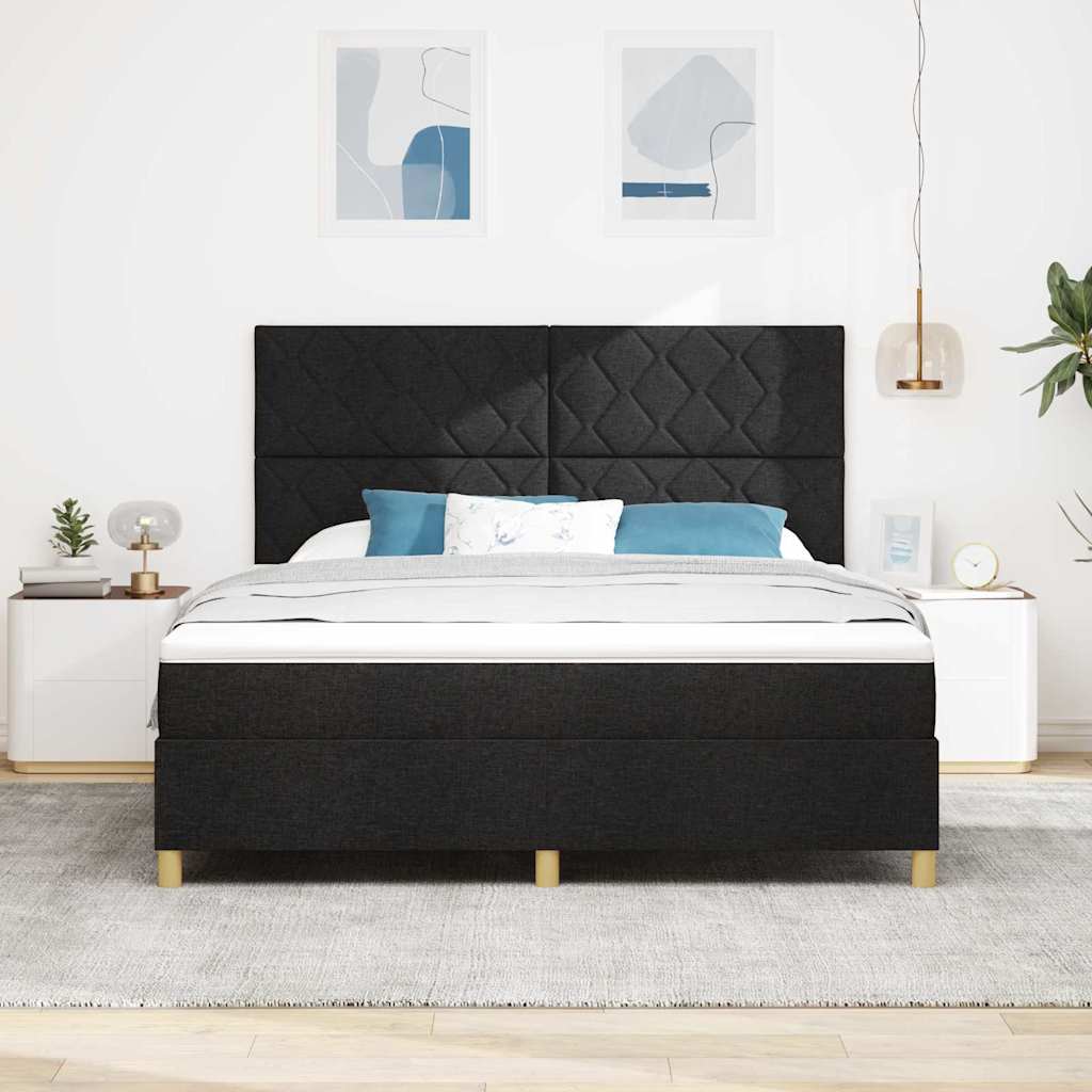 Box spring seng med hovedgærde Sort 180 x 200 cm Stof