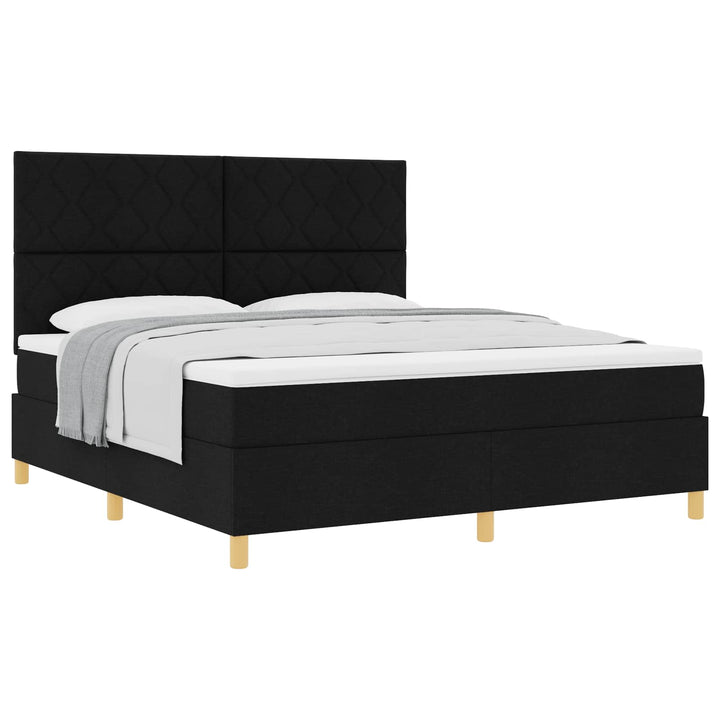 Box spring seng med hovedgærde Sort 180 x 200 cm Stof