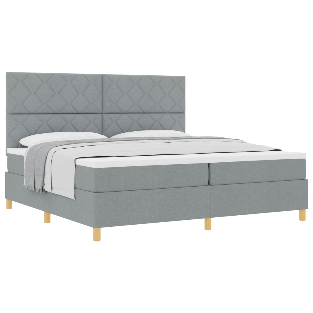 Box spring seng med madras Lysegrå 200 x 200 cm Stof