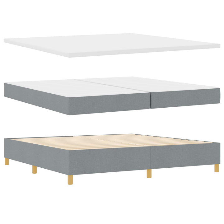 Box spring seng med madras Lysegrå 200 x 200 cm Stof