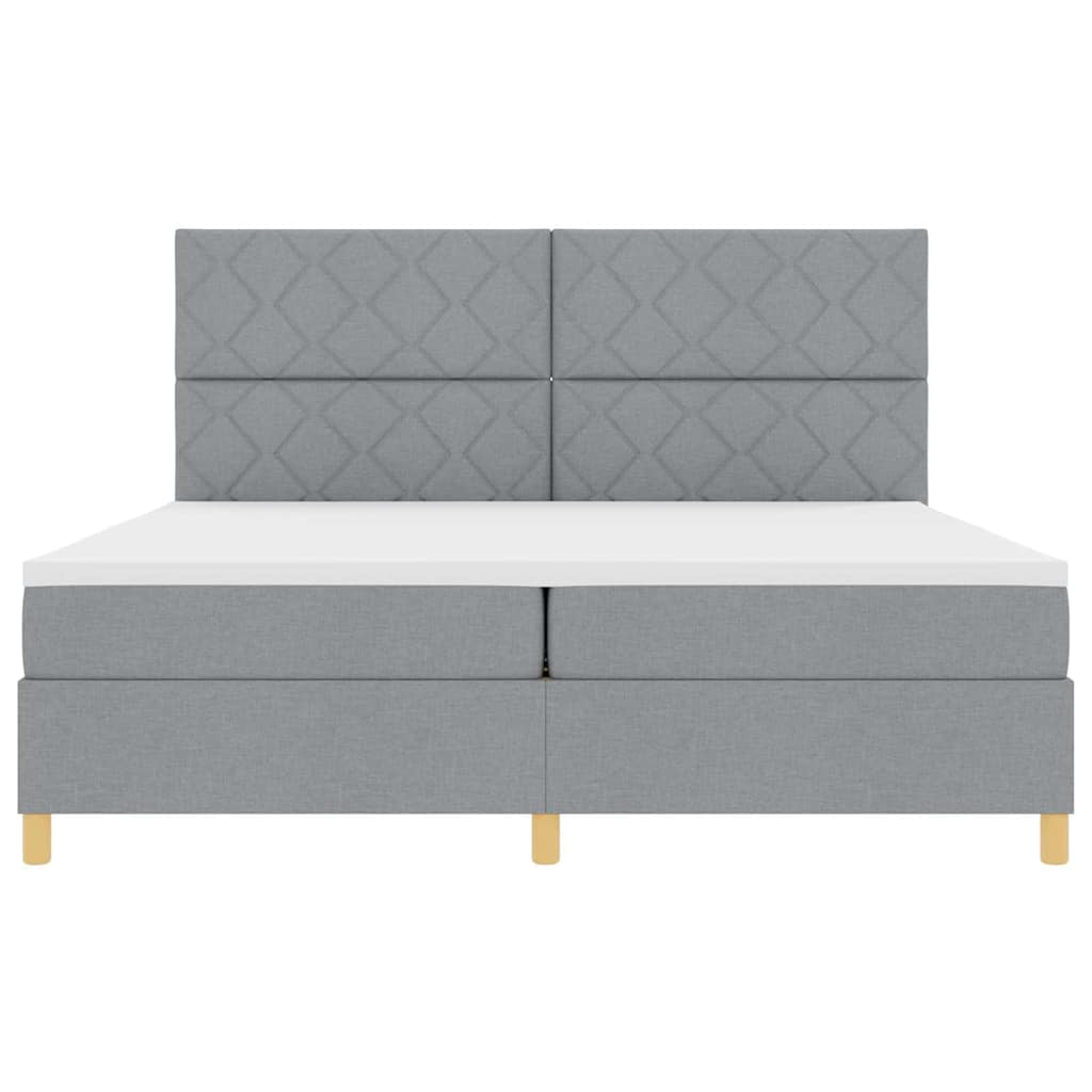 Box spring seng med madras Lysegrå 200 x 200 cm Stof