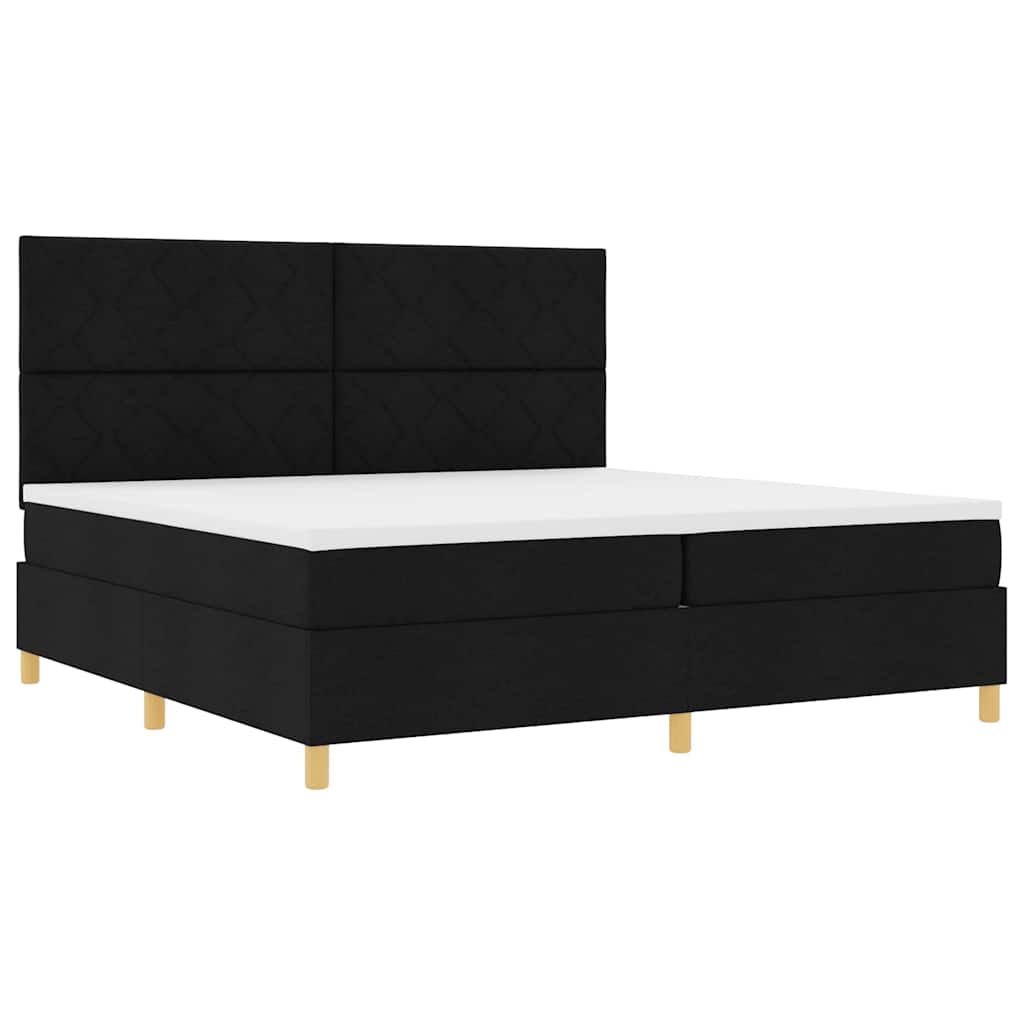 Box spring seng med madras Sort 200 x 200 cm Stof