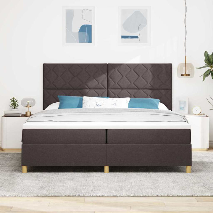 Box spring seng med madras Mørk Brun 200 x 200 cm Stof