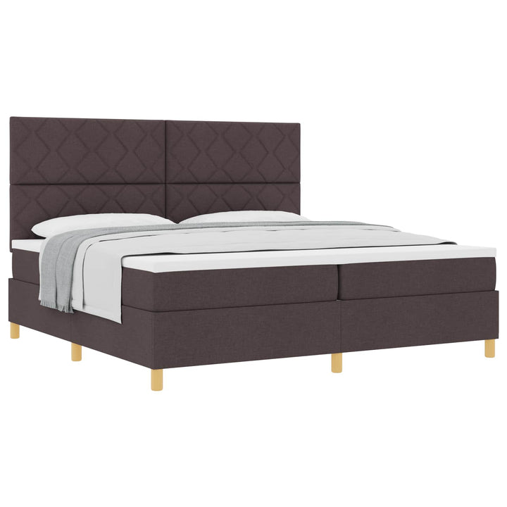 Box spring seng med madras Mørk Brun 200 x 200 cm Stof