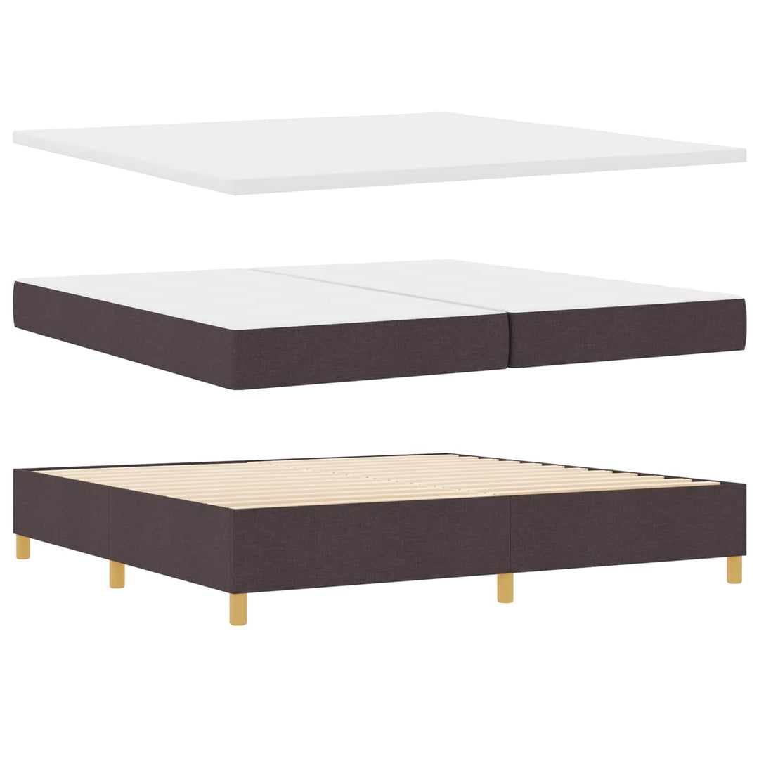 Box spring seng med madras Mørk Brun 200 x 200 cm Stof