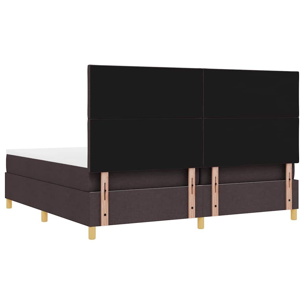 Box spring seng med madras Mørk Brun 200 x 200 cm Stof