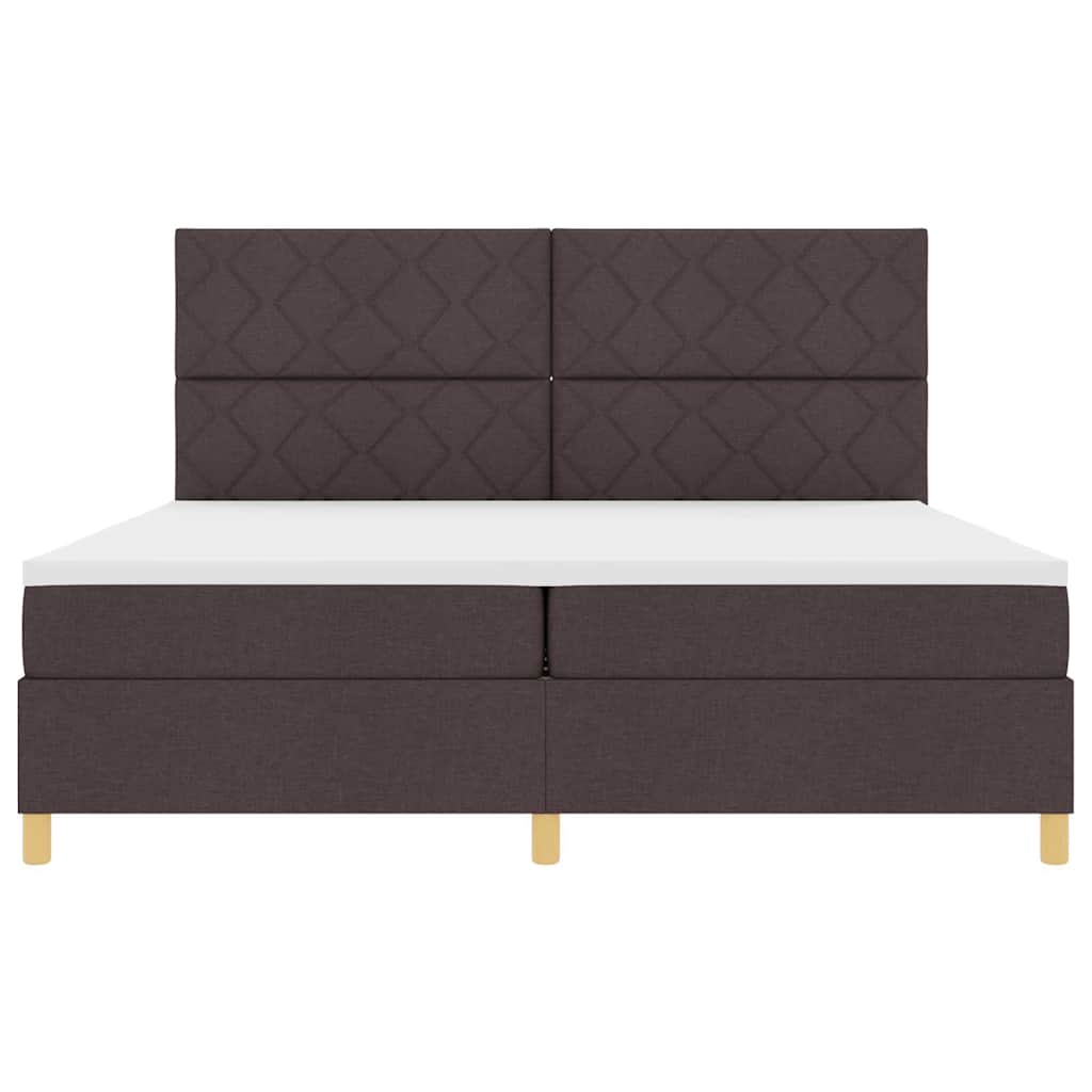 Box spring seng med madras Mørk Brun 200 x 200 cm Stof