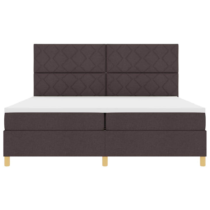 Box spring seng med madras Mørk Brun 200 x 200 cm Stof