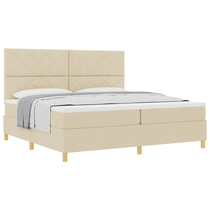 Box spring seng med madras Creme 200 x 200 cm Stof