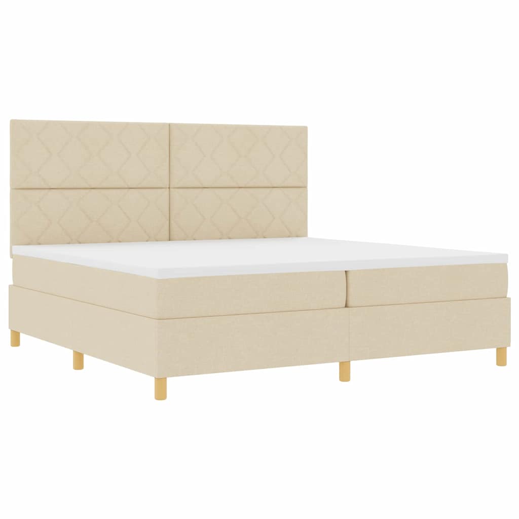 Box spring seng med madras Creme 200 x 200 cm Stof