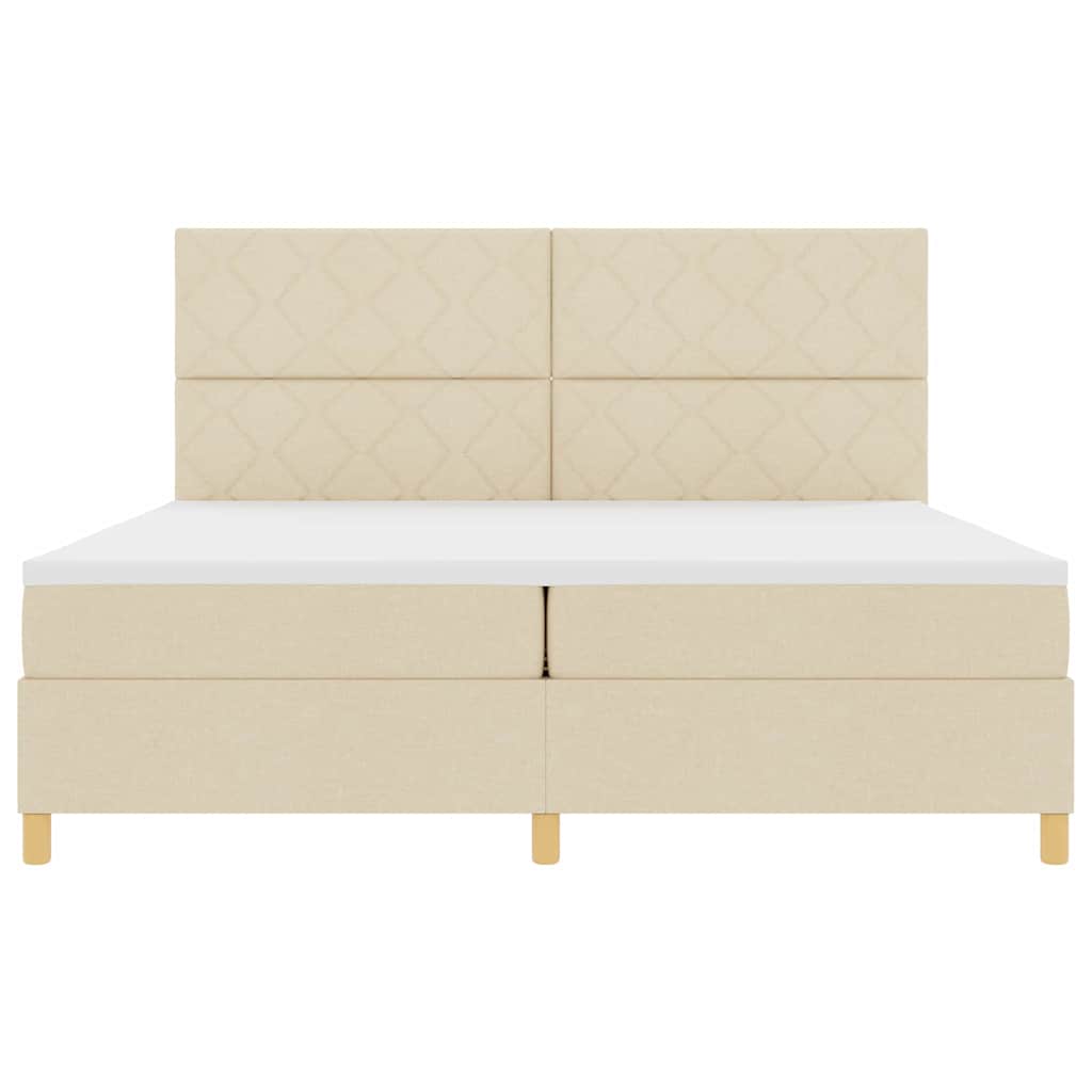 Box spring seng med madras Creme 200 x 200 cm Stof