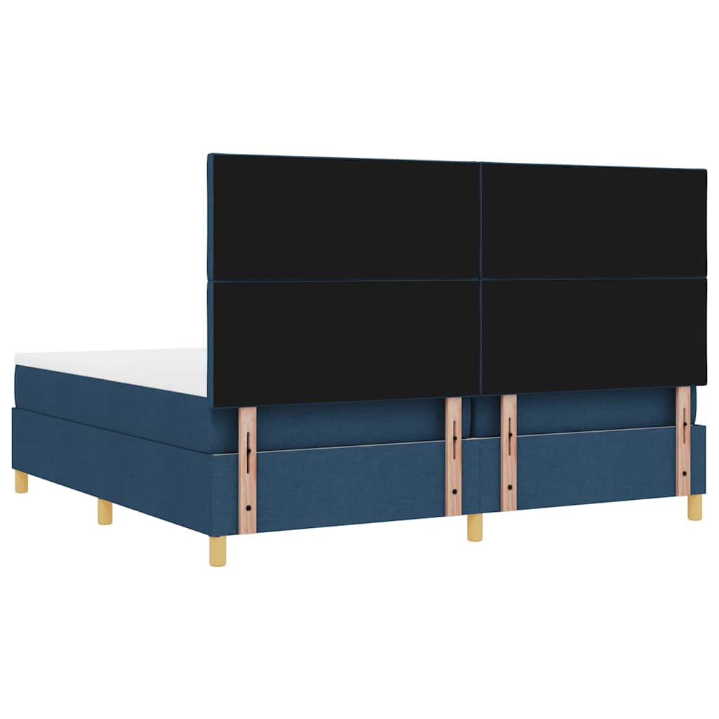 Box spring seng med madras med hovedgærde Blå 200 x 200 cm Stof