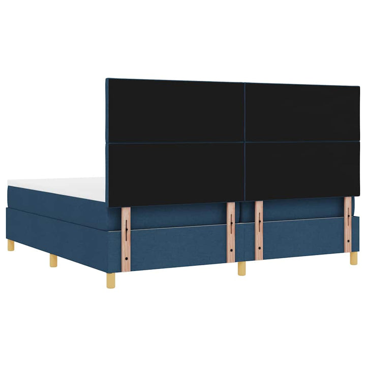Box spring seng med madras med hovedgærde Blå 200 x 200 cm Stof